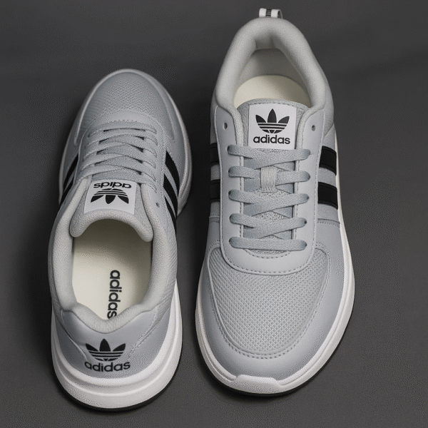 Adidas Classic Grey Sports Sneakers - Image 3