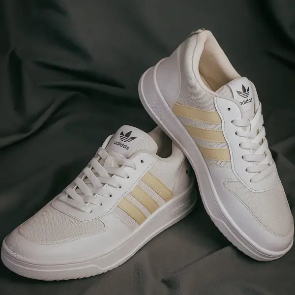 Adidas White Mesh Sneakers for Men | Golden strip Daily Wear - Image 4