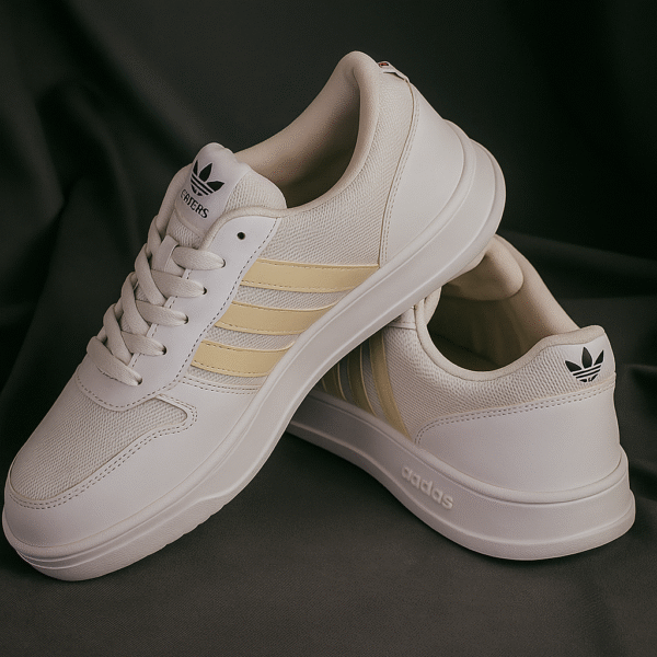 Adidas White Mesh Sneakers for Men | Golden strip Daily Wear - Image 2